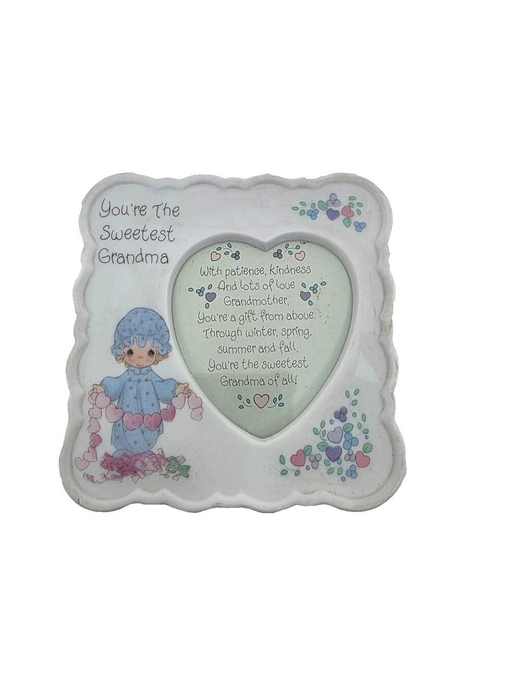 Vintage 1993 Precious Momemts You're the Sweetest Grandma Ceramic Picture Frame